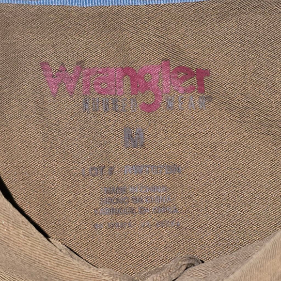 Men's Wrangler Tan Casual Button Down Shirt M - Picture 5 of 8